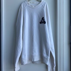 Palace white crew neck sweatshirt